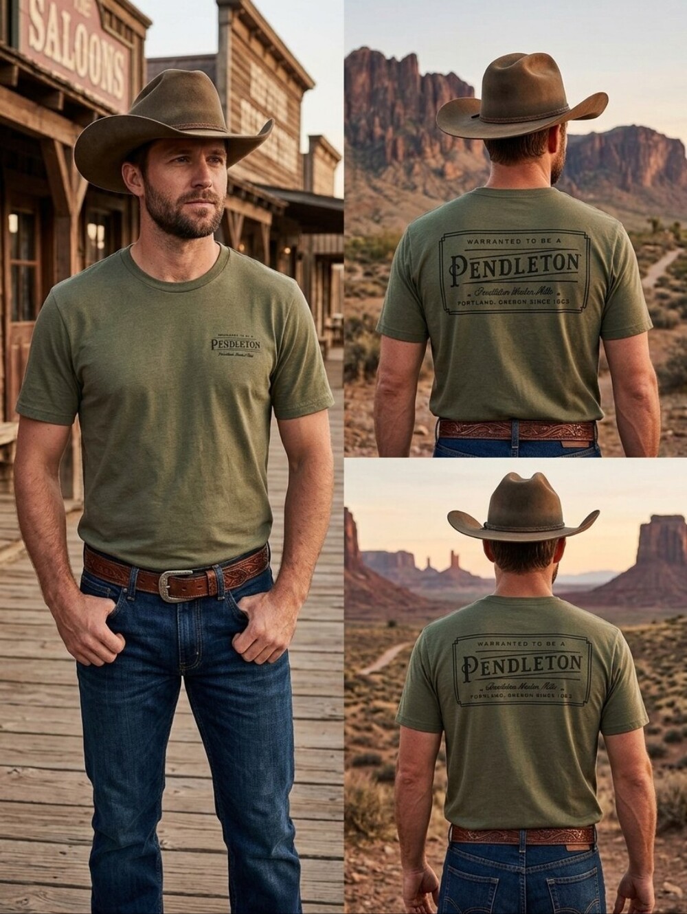 Pendleton Men's Vintage Logo Graphic Tee in a sage/olive green